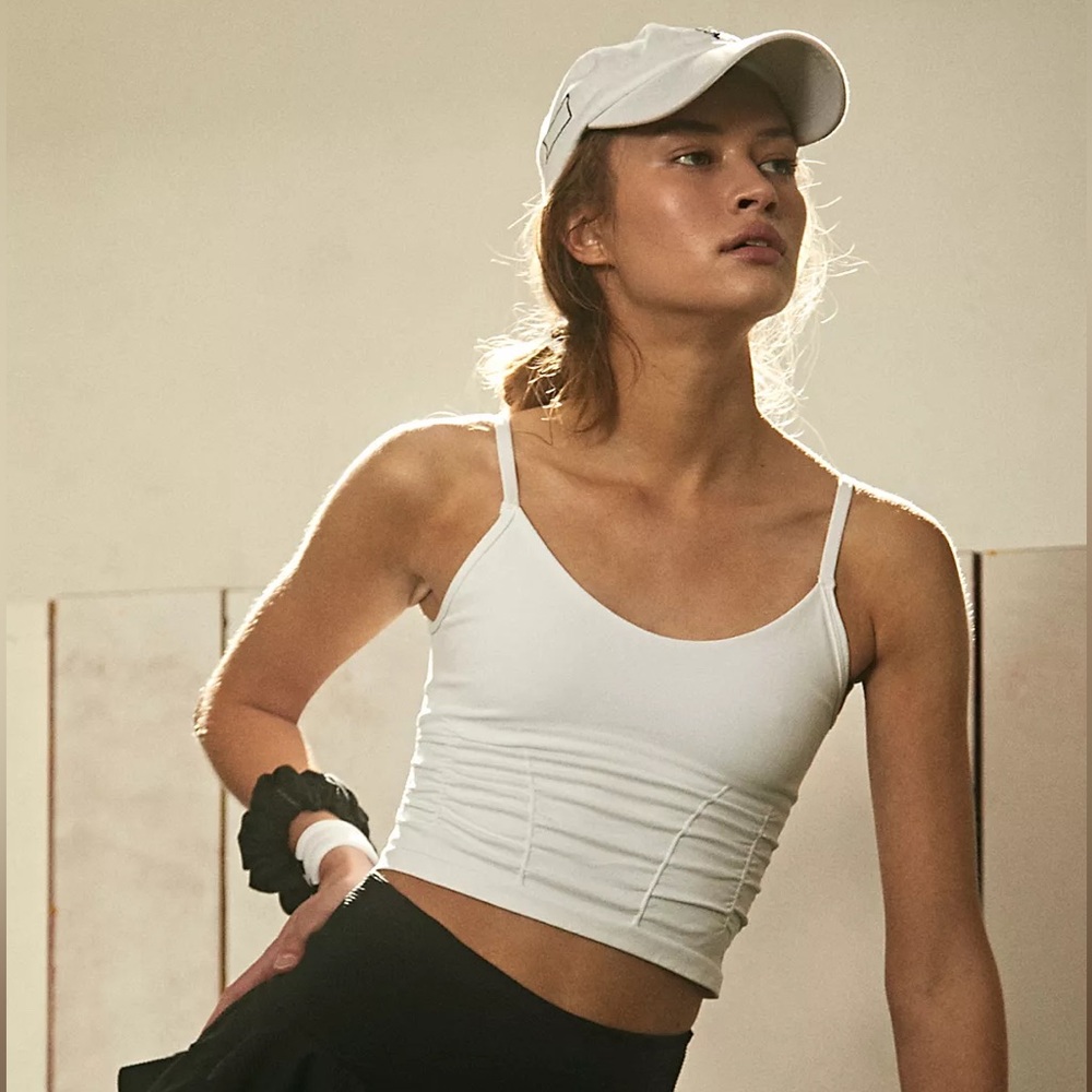 Free People Movement Good Karma ruched crop tank - white